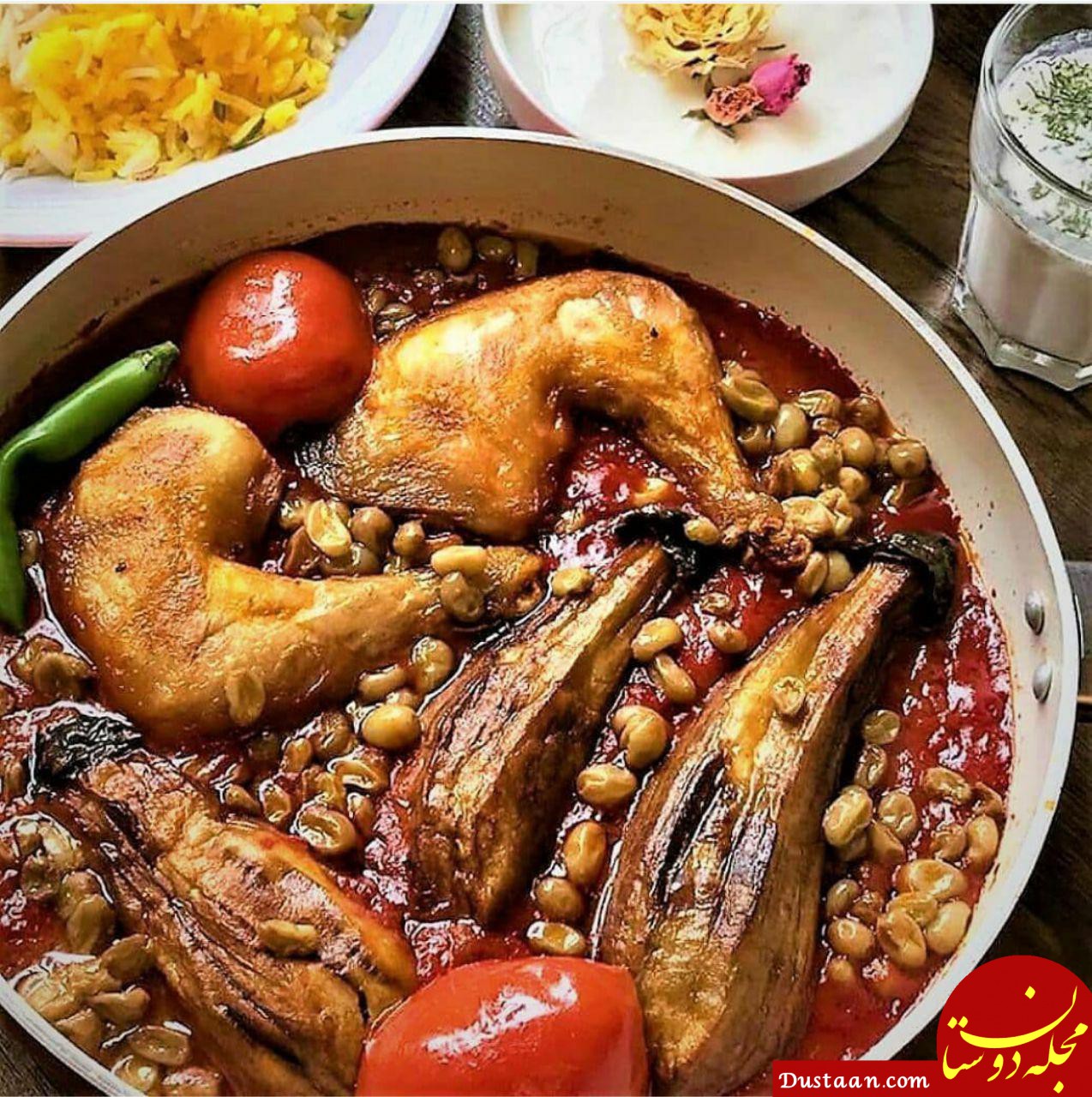  خورش بادمجان با پلو